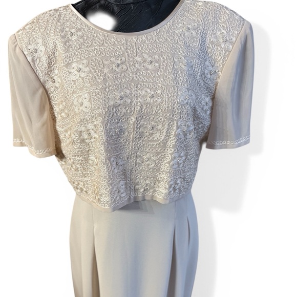 Vintage Donna Morgan Lace Overlay Formal Dress Champagne Ivory Size 12 - Picture 3 of 10